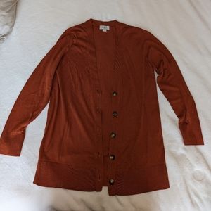 LOFT Cardigan Sweater, Size Large, Orange